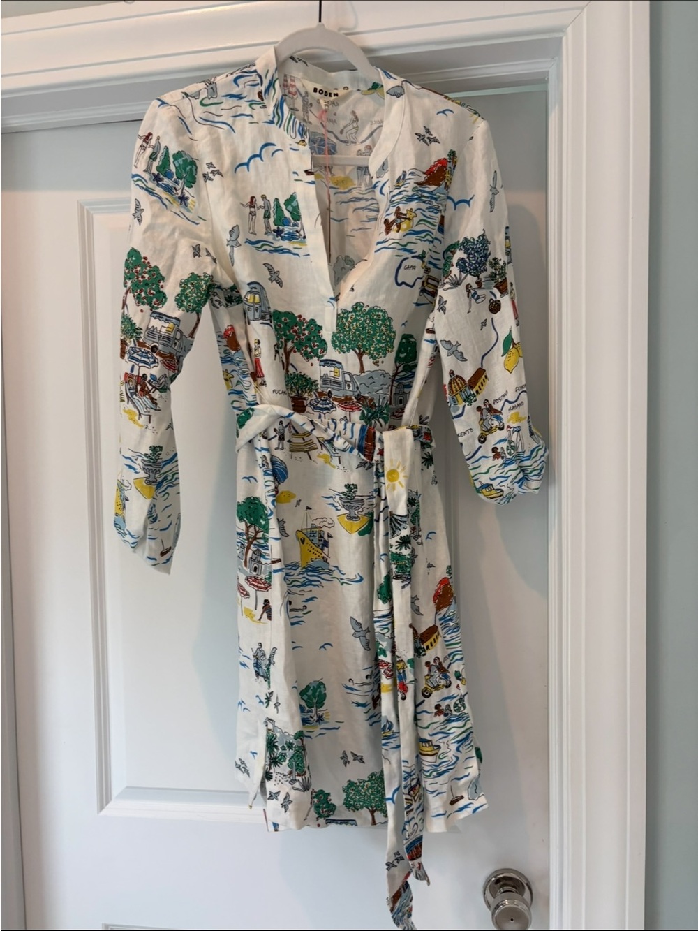 Boden linen dress NWT US 8 Cleo linen Amalfi Italy print - Picture 2 of 9